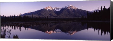 Framed Reflection of mountains in water, Banff, Alberta, Canada Print