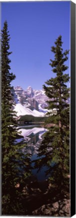 Framed Lake in front of mountains, Banff, Alberta, Canada Print