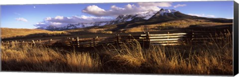 Framed Fence with mountains in the background, Colorado Print