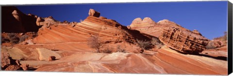 Framed Rock formations on an arid landscape, Coyote Butte, Vermillion Cliffs, Paria Canyon, Arizona, USA Print