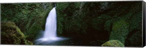 Framed Cascading waterfall in the Columbia River Gorge, Oregon, USA Print