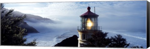 Framed Top of Heceta Head Lighthouse in the Mist, Oregon Print