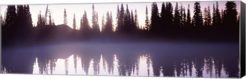 Framed Fog over a lake, Mt Rainier, Pierce County, Washington State Print