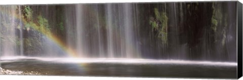 Framed Rainbow formed in front of waterfall in a forest, California, USA Print