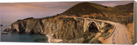 Framed Bridge on a hill, Bixby Bridge, Big Sur, California, USA Print