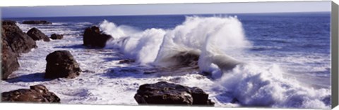 Framed Waves breaking on the coast, Santa Cruz, Santa Cruz County, California Print