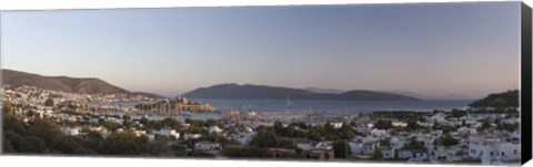 Framed High angle view of a town, The Castle of San Pedro, Bodrum, Aegean Sea, Turkey Print