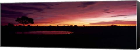 Framed Waterhole in a forest, Okaukuejo, Etosha National Park, Kunene Region, Namibia Print