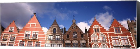 Framed Low angle view of colorful buildings, Main Square, Bruges, West Flanders, Flemish Region, Belgium Print