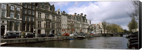 Framed Cars Parked along a Canal, Amsterdam, Netherlands Print