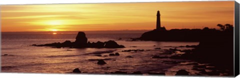 Framed Silhouette of Pigeon Point Lighthouse, California Print