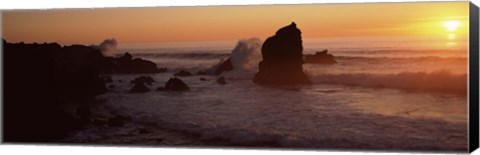 Framed Rocks in the sea, California, USA Print