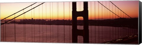 Framed Suspension bridge at sunrise, Golden Gate Bridge, San Francisco Bay, San Francisco, California (horizontal) Print