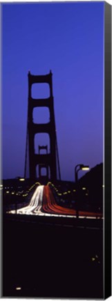 Framed Traffic on a suspension bridge, Golden Gate Bridge, San Francisco Bay, San Francisco, California, USA Print