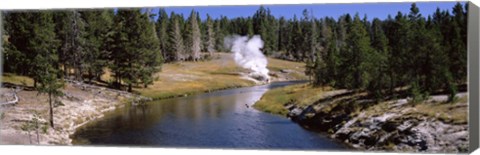 Framed Geothermal vent on a riverbank, Yellowstone National Park, Wyoming, USA Print