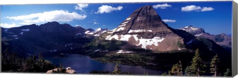 Framed Mountain range at the lakeside, Bearhat Mountain, Hidden Lake, Us Glacier National Park, Montana, USA Print