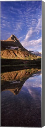 Framed Reflection of a mountain in a lake, Alpine Lake, US Glacier National Park, Montana, USA Print