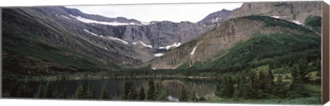 Framed Lake surrounded with mountains, Mountain Lake, US Glacier National Park, Montana, USA Print