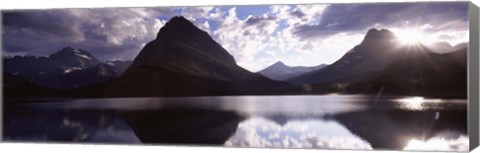 Framed Swiftcurrent Lake, Many Glacier, US Glacier National Park, Montana (cloudy sky) Print