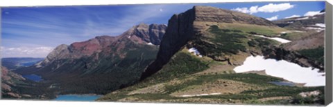 Framed Lake surrounded with mountains, Alpine Lake, US Glacier National Park, Montana Print