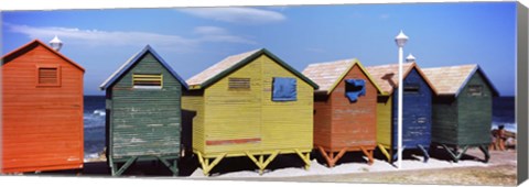 Framed Colorful huts on the beach, St. James Beach, Cape Town, Western Cape Province, South Africa Print