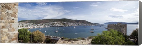 Framed View of a harbor from a castle, St Peter&#39;s Castle, Bodrum, Mugla Province, Aegean Region, Turkey Print