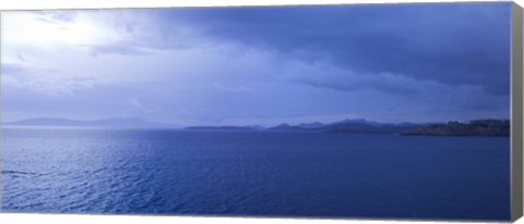 Framed Rain storm in the sea, Bodrum, Mugla Province, Aegean Region, Turkey Print