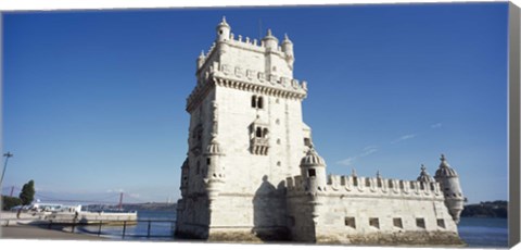 Framed Tower at the riverbank, Belem Tower, Lisbon, Portugal Print