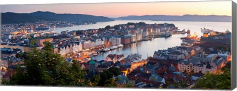 Framed Buildings in a city, Bergen, Hordaland County, Norway Print