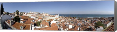 Framed High angle view of a city, Sao Vicente da Fora, Largo das Portas do Sol, Alfama, Lisbon, Portugal Print