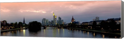 Framed Reflection of buildings in water, Main River, Frankfurt, Hesse, Germany 2010 Print