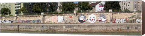 Framed Graffiti on a wall at the riverside, Wien River, Vienna, Austria Print