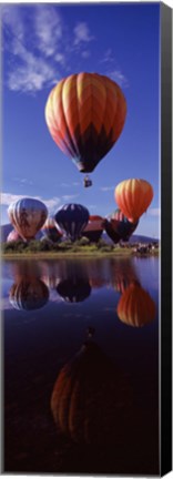 Framed Reflection of Hot Air Balloons, Hot Air Balloon Rodeo, Steamboat Springs, Routt County, Colorado, USA Print