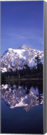 Framed Reflection of Mt Shuksan, Picture Lake, North Cascades National Park, Washington State (vertical) Print