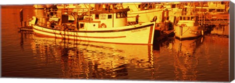 Framed Fishing boats in the bay, Morro Bay, San Luis Obispo County, California (horizontal) Print