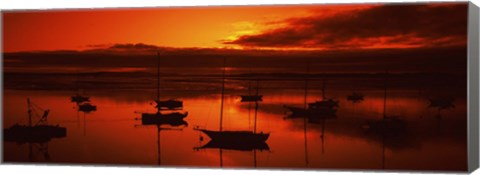 Framed Boats in a bay, Morro Bay, San Luis Obispo County, California, USA Print