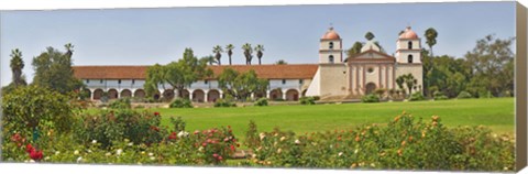 Framed Garden in front of a mission, Mission Santa Barbara, Santa Barbara, Santa Barbara County, California, USA Print