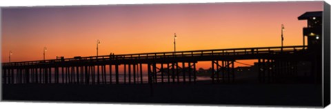 Framed Silhouette of a pier at sunset, Ventura, Ventura County, California, USA Print