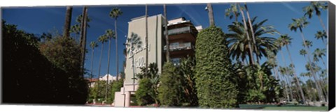 Framed Trees in front of a hotel, Beverly Hills Hotel, Beverly Hills, Los Angeles County, California, USA Print