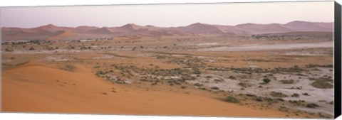 Framed Panoramic view of sand dunes viewed from Big Daddy Dune, Sossusvlei, Namib Desert, Namibia Print