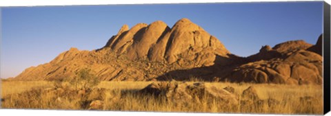 Framed Rock formations in a desert at dawn, Spitzkoppe, Namib Desert, Namibia Print