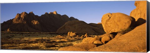 Framed Rock formations in a desert, Spitzkoppe, Namib Desert, Namibia Print
