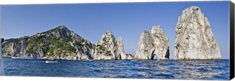 Framed Rock formations in the sea, Faraglioni, Capri, Naples, Campania, Italy Print