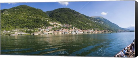 Framed Town at the waterfront, Sala Comacina, Lake Como, Como, Lombardy, Italy Print