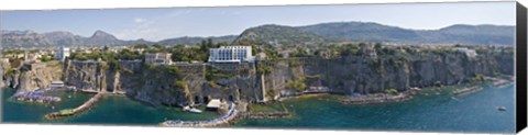 Framed Town on a cliff, Sorrento, Naples, Campania, Italy Print