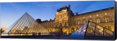 Framed Pyramids in front of a museum, Louvre Pyramid, Musee Du Louvre, Paris, Ile-de-France, France Print