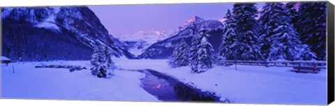 Framed Lake in winter with mountains in the background, Lake Louise, Banff National Park, Alberta, Canada Print