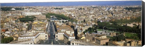 Framed Overview of the historic centre of Rome from the dome of St. Peter&#39;s Basilica, Vatican City, Rome, Lazio, Italy Print