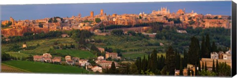 Framed High angle view of a cityscape, Orvieto, Umbria, Italy Print