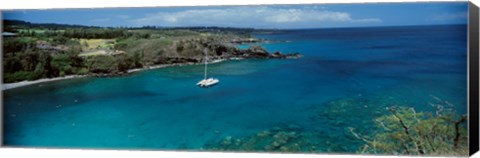 Framed Sailboat in the bay, Honolua Bay, Maui, Hawaii, USA Print